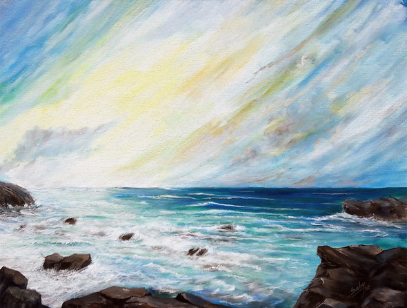 Seashore (ART_464_47117) - Handpainted Art Painting - 24in X 18in