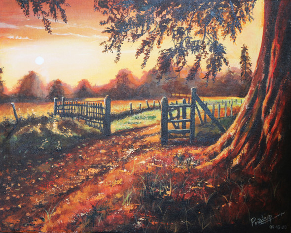 One Evening Sunset (PRT_7348_47105) - Canvas Art Print - 30in X 24in