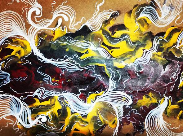 Swirls of life  (ART_3604_47100) - Handpainted Art Painting - 11in X 8in