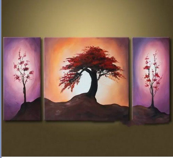 tree, trees, red flower, plants, multi piece tree