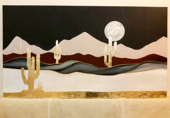 Silence In The Desert - Gold Foil (ART_4808_47379) - Handpainted Art Painting - 48in X 30in