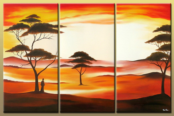 landscape, desert, man in desert, desert painting, tree, trees, man with trees, sunset, sunrise