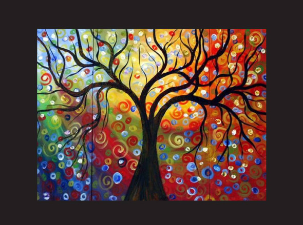 tree, trees, one tree, tree with multi color background
