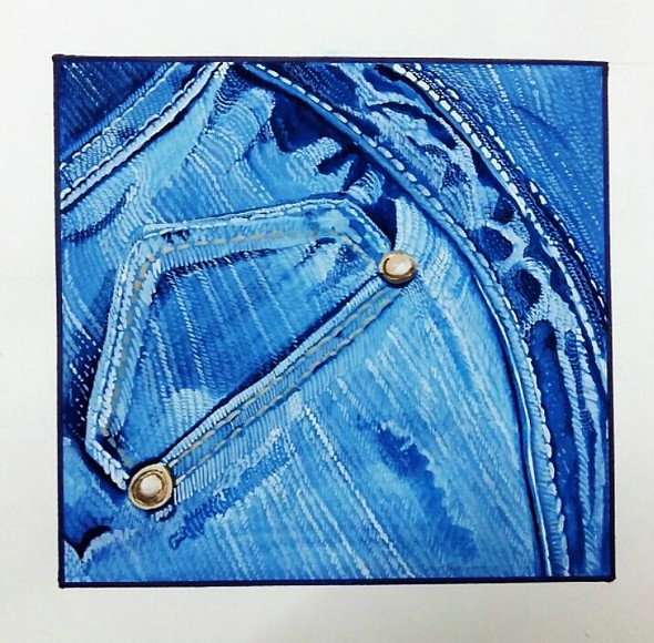 BLUE DENIM (ART_7410_47686) - Handpainted Art Painting - 6in X 6in