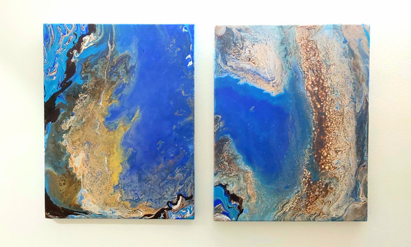 Earth Diptych (ART_4808_48136) - Handpainted Art Painting - 28 in X 18in