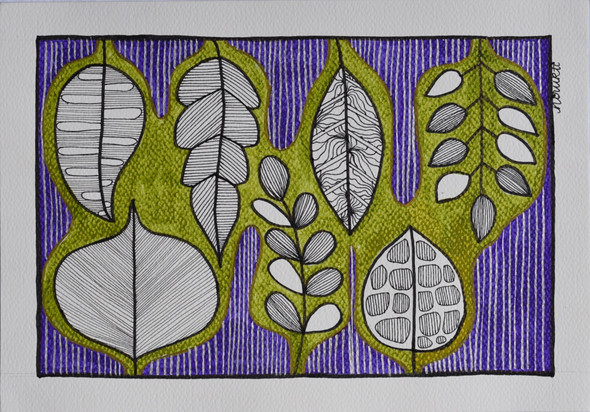 Leaf pattern (ART_7427_48009) - Handpainted Art Painting - 8in X 12in