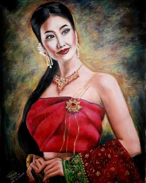 Chandrakala (ART_7261_48457) - Handpainted Art Painting - 15in X 20in