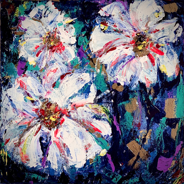 Flower burst (ART_7425_47857) - Handpainted Art Painting - 12in X 12in