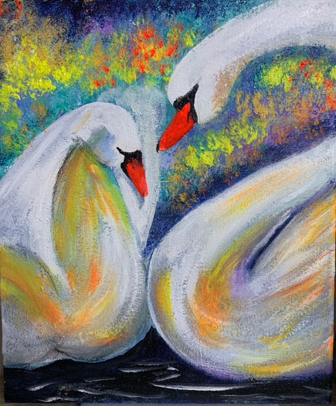 Buy Love Birds: nature landscape acrylic painting Handmade Painting by  TANYA TRIPATHI. Code:ART_7958_55322 - Paintings for Sale online in India.