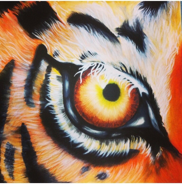 Tiger Eye (ART_7461_48237) - Handpainted Art Painting - 11in X 11in
