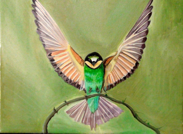 THE BIRD IN FLIGHT (ART_1372_48542) - Handpainted Art Painting - 16in X 12in