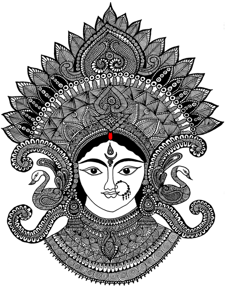 Durga  (PRT_7503_48794) - Canvas Art Print - 8in X 11in