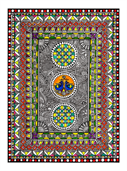 Madhubani painting (PRT_7503_48693) - Canvas Art Print - 8in X 11in