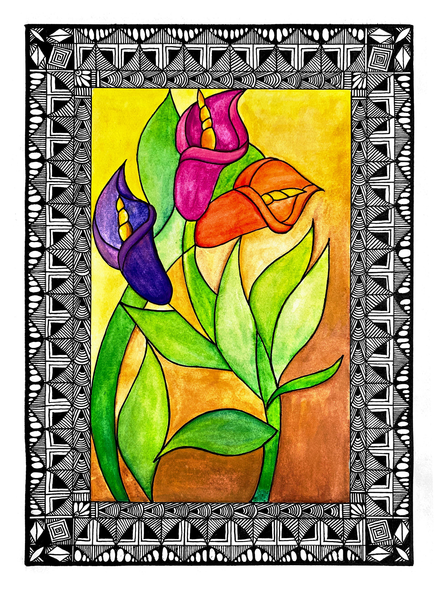 Floral Art  (PRT_7503_48692) - Canvas Art Print - 7in X 11in