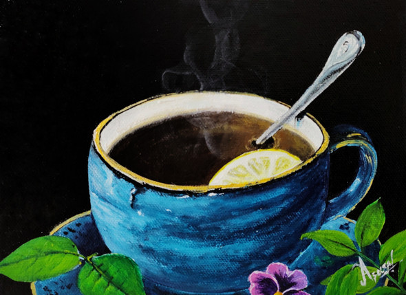 Herbal Tea (ART_7504_48714) - Handpainted Art Painting - 8in X 6in