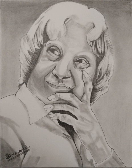An inspiration to many - Dr.  A. P. J. Abdul Kalam (ART_7521_49113) - Handpainted Art Painting - 8in X 10in