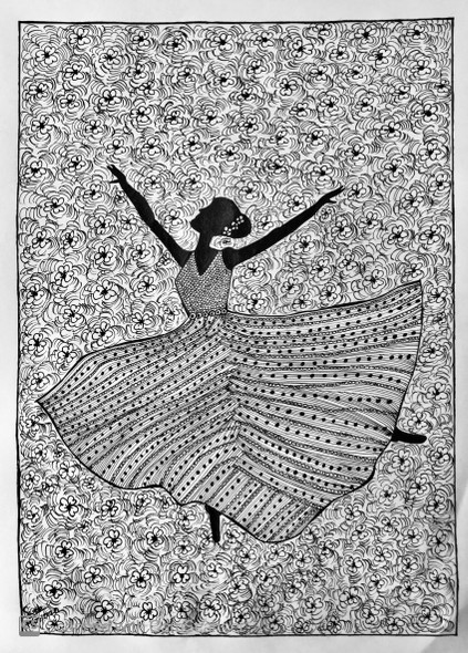 Ballet dancer  (ART_7523_49020) - Handpainted Art Painting - 11in X 15in