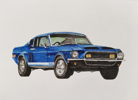 Ford mustang GT 500  (ART_4354_46688) - Handpainted Art Painting - 8in X 6in