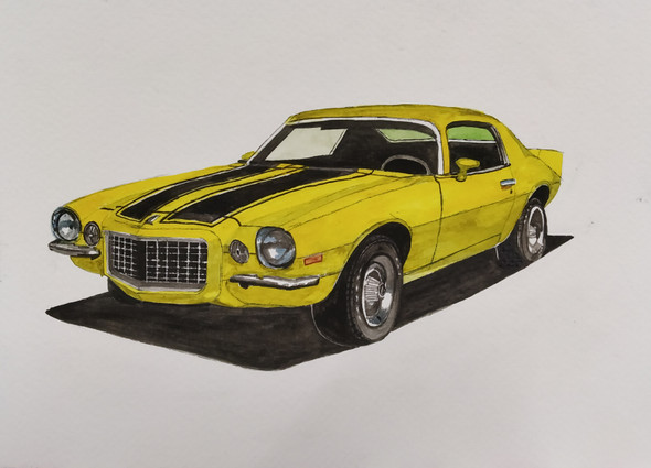 Muscle Car Car (ART_4354_46686) - Handpainted Art Painting - 8in X 8in
