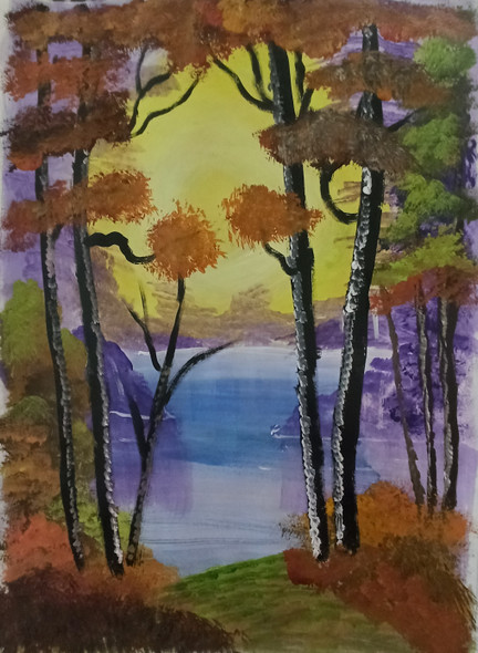 Sunset Portal (ART_7462_49473) - Handpainted Art Painting - 17in X 12in