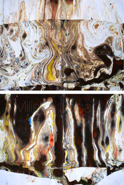 MUDFALL - Marbling Art  (ART_7543_49105) - Handpainted Art Painting - 15in X 22in