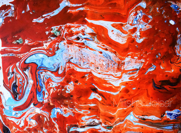 LAVA - Marbling Art (ART_7543_49104) - Handpainted Art Painting - 14in X 11in