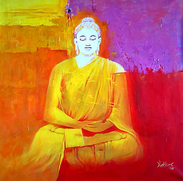 buddha, abstract buddha, meditating buddha, buddha with orange background, gautam