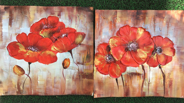 Flower painting  (ART_6706_42175) - Handpainted Art Painting - 24in X 12in