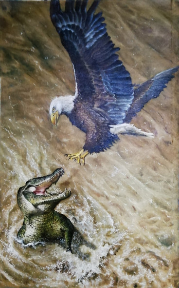 THE EAGLE  (ART_479_49372) - Handpainted Art Painting - 14in X 23in