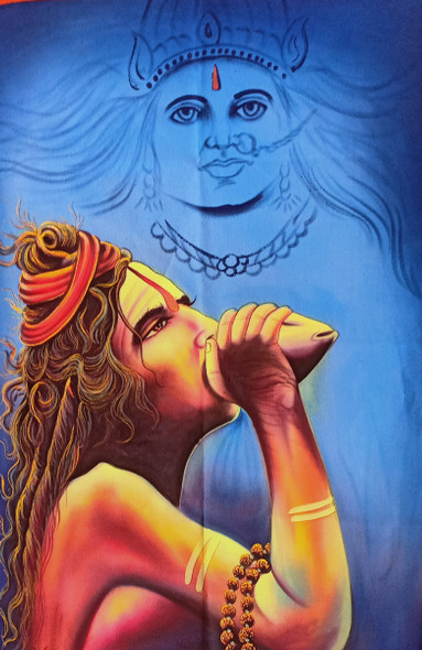 UV indian sadhu baba handmade painting  (ART_7555_49446) - Handpainted Art Painting - 20in X 26in