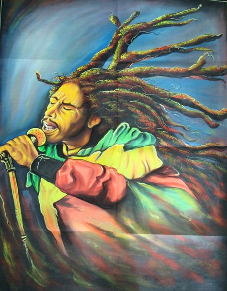 Jamaica man bob Marley UV backdrops handmade painting with water luminous color (ART_7555_49434) - Handpainted Art Painting - 27in X 38in