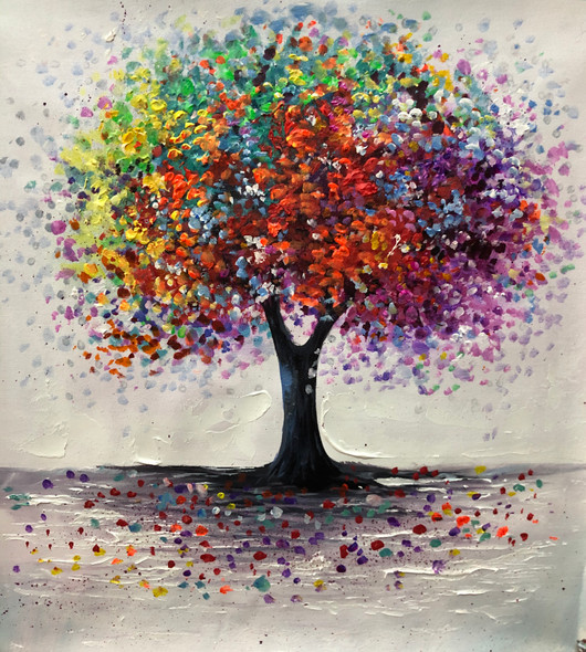 Tree painting  (ART_6706_50066) - Handpainted Art Painting - 15in X 15in