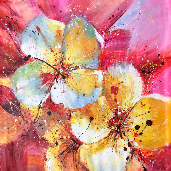 Flower painting  (ART_6706_50060) - Handpainted Art Painting - 24in X 24in