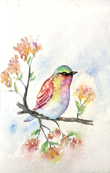 Bird (ART_7431_50467) - Handpainted Art Painting - 8in X 12in