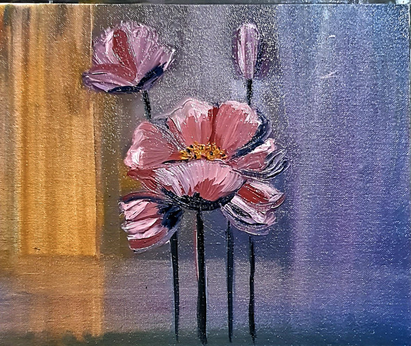 Floral  (ART_7637_50359) - Handpainted Art Painting - 12in X 10in