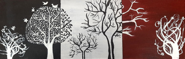Abstract Trees (PRT_5839_50252) - Canvas Art Print - 24in X 8in