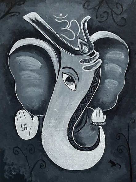 Shree Ganesh (PRT_5839_50246) - Canvas Art Print - 18in X 24in
