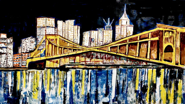 CITY OF BRIDGES (ART_6175_50218) - Handpainted Art Painting - 45in X 26in