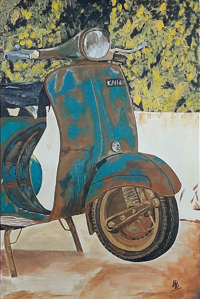 Obsolete Scooter (PRT_5839_50212) - Canvas Art Print - 16in X 24in