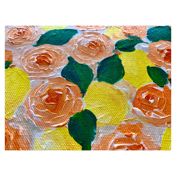 Roses and lemons  (ART_3837_50177) - Handpainted Art Painting - 6in X 8in