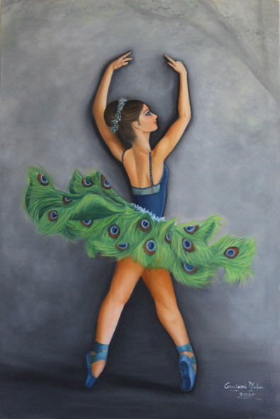 Ballet Dancer (ART_976_50000) - Handpainted Art Painting - 24in X 36in