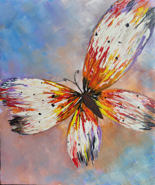 Colourful Butterfly (ART_7600_49826) - Handpainted Art Painting - 10in X 11in