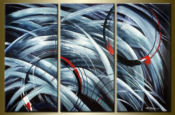 Mind & State - 42in x 28in (14in x 28in X 3pc),RTCS_10_4228,42in X 28in,42in x 28in (14in x 28in each X 3pc)Oil Colors,Canvas,Community Artists Group,Museum Quality - 100% Handpainted,multi,multipiece paintings