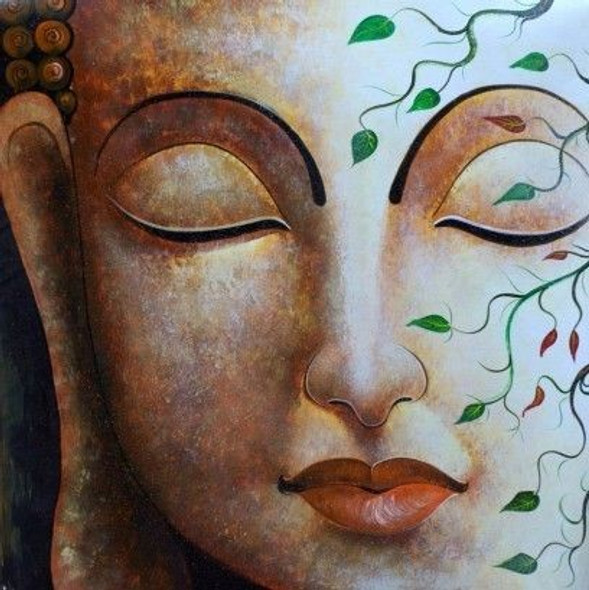 Buddha  (ART_7232_45130) - Handpainted Art Painting - 10in X 12in