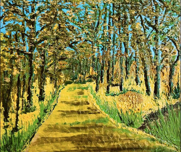 The pathway (ART_7692_51015) - Handpainted Art Painting - 12in X 10in