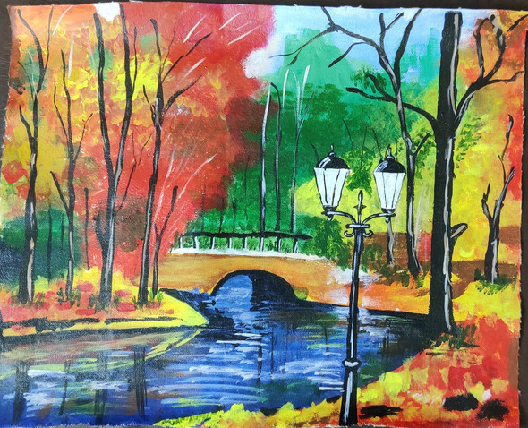 Nature Park (ART_7674_50757) - Handpainted Art Painting - 16in X 12in