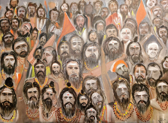 Kumbh (ART_7723_51448) - Handpainted Art Painting - 48in X 36in