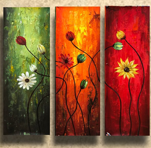 Flower painting  (ART_6706_51434) - Handpainted Art Painting - 36in X 36in