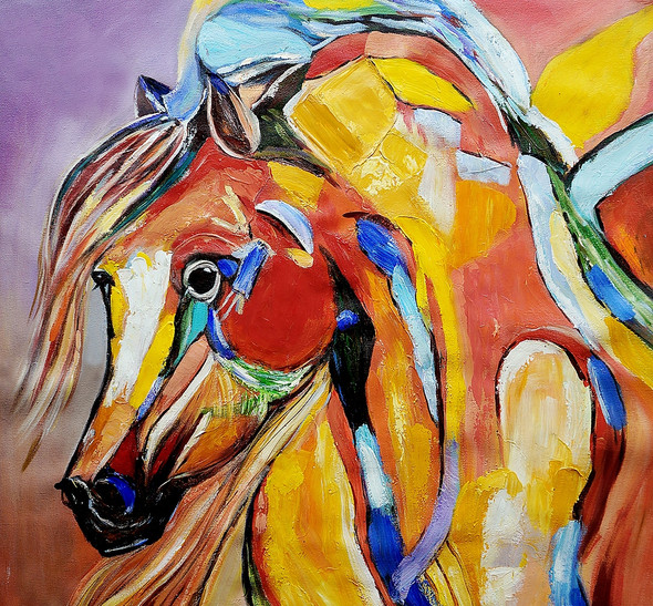 horse, horse painitng, stallion, horse painting, multi color horse painting