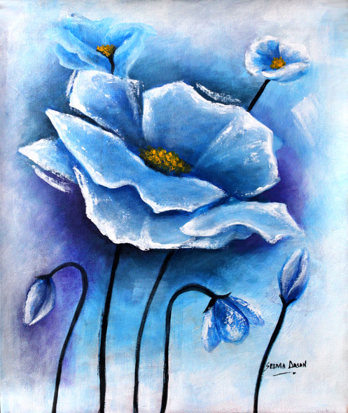 Flower (ART_236_51864) - Handpainted Art Painting - 15in X 13in